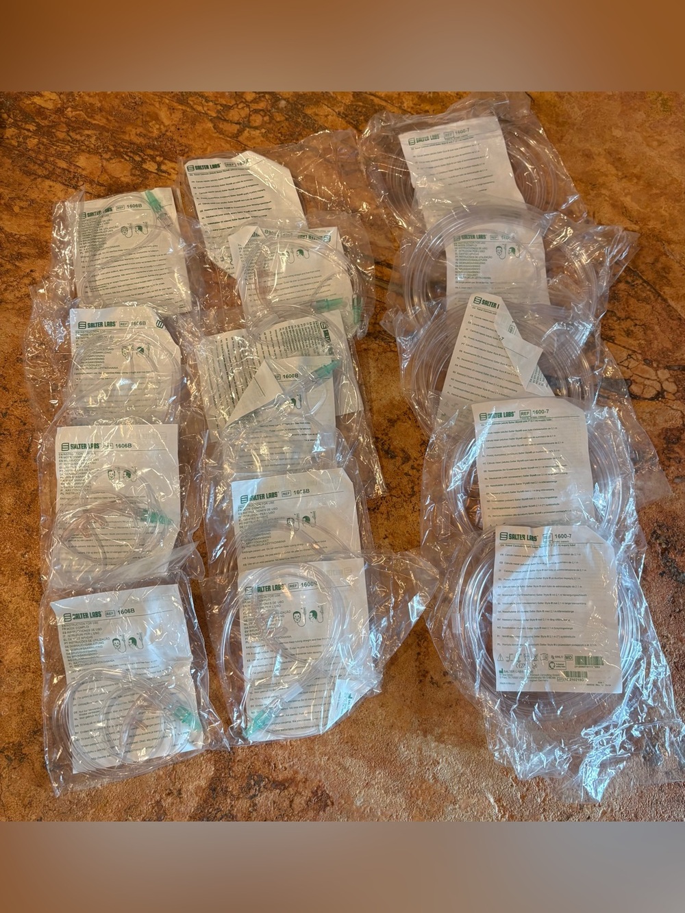 Salter Labs bundle of 15 packages 1606B & 1600-7 Adult Tubing New Sealed